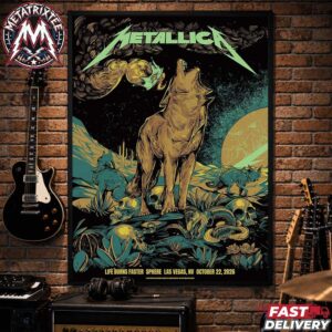 Metallica Life Burns Faster Show Night 7 Weekend Four Event Poster Art By WolfSkullJack For October 22nd In Las Vegas Nevada Gallery-Style Poster Canvas