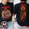 Metallica Life Burns Faster Sphere Las Vegas Concert Tour Dates 2026 2027 Hooded Skull Grim Reaper Two Sided Heavy Metal Band T Shirt