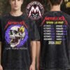 Metallica Life Burns Faster Sphere Las Vegas NV Tour Dates 2026 2027 Shattered Skull M Logo Double Sided Graphic Rock Band Washed T-Shirt