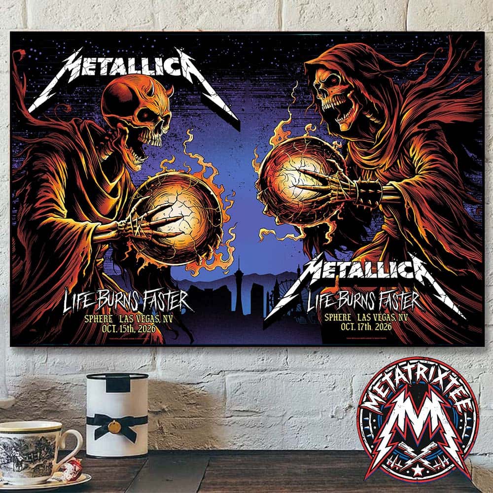 Metallica Life Burns Faster Weekend Three Full Show Poster Art By Brandon Heart On October 15th And 17th 2026 In Sphere Las Vegas Premium Poster Canvas Metallica Life Burns Faster Weekend Three Full Show Poster Art By Brandon Heart On October 15th And 17th 2026 In Sphere Las Vegas Premium Poster Canvas
