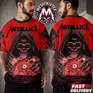 Metallica Weekend Five Pop Up Poster By Pedro Correa Life Burns Faster 2026 Two Night For October 29th And 31st In Sphere Las Vegas All Over Print T-Shirt