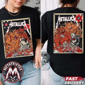 Metallica Weekend Two Life Burns Faster Cocert Poster Full Two Night Art By Squindo From Sphere Las Vegas NV On October 8th And 10th 2026 T-Shirt