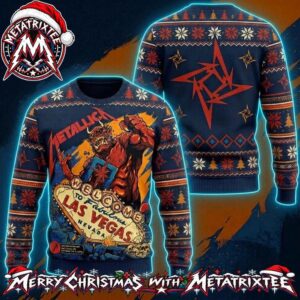 Metallica Welcome To Fabulous Las Vegas Demon Devil Ninja Star 2026 Knitted Ugly Christmas Sweater