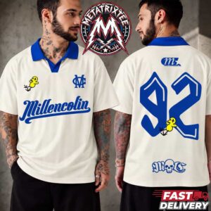 Millencolin 92 Soccer Jersey Polo Shirt Cream Blue Punk Rock Band Merch