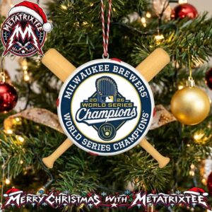 Milwaukee Brewers 2026 World Series Champions Crossed Baseball Bats Christmas Tree Decoration Holiday Ornament