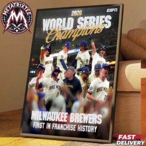 Milwaukee Brewers 2026 World Series Champions First in Franchise History On-Field Celebration Commemorative High-Quality Poster Canvas