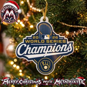 Milwaukee Brewers 2026 World Series Champions Trophy Logo Tree Decoration Holiday Christmas Ornament