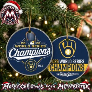 Milwaukee Brewers MLB World Series Champions 2026 Double Sided Circular Ceramic Tree Decoration Holiday Christmas Ornament