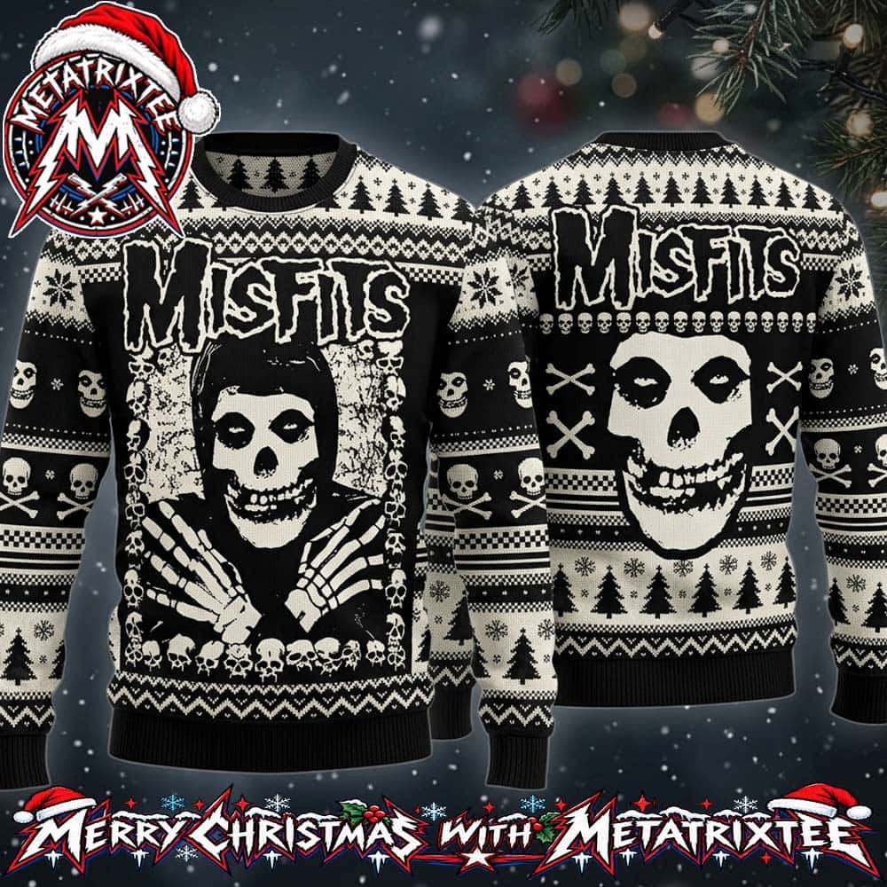 Misfits Crimson Ghost Fiend Skull Bones Holiday Christmas Xmas Ugly Christmas Sweater Misfits Crimson Ghost Fiend Skull Bones Holiday Christmas Xmas Ugly Christmas Sweater