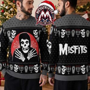 Misfits Crimson Ghost Skull Coffin Chandelier Holiday Christmas Xmas 2026 Ugly Christmas Sweater