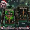 Motley Crue Dr Feelgood Snake Dagger And Pentagram Graphic Red White Snowflake Pattern Ugly Christmas Sweater