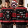 Motley Crue The Final Tour Four Band Member Skulls In Green Pentagram 2026 Knitted Ugly Christmas Sweater