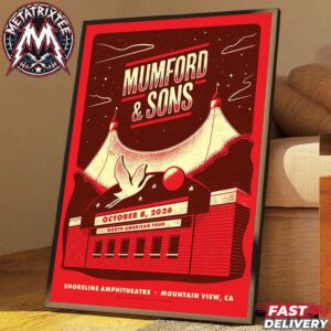 Mumford And Sons Mountain 2026 North American Tour Concert Poster For Shoreline Amphitheatre On October 8th 2026 Gallery-Style Poster Canvas