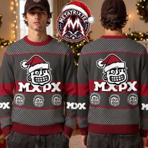 MxPx Smiling Character in Santa Face Logo SANTA PX 2026 Ugly Christmas Sweater Gift For Men And Women