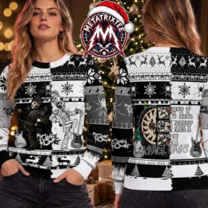 My Chemical Romance The Black Parade Marching Skeleton Well Carry On Split Black And White Gift For Fan Knitted Ugly Christmas Sweater