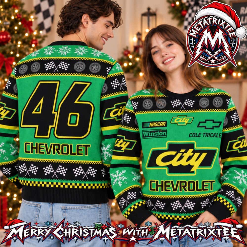 NASCAR Cole Trickle 46 City Chevrolet Winston Racing Checkered Flag Snowflake Gift For Fan Knitted Ugly Christmas Sweater NASCAR Cole Trickle 46 City Chevrolet Winston Racing Checkered Flag Snowflake Gift For Fan Knitted Ugly Christmas Sweater