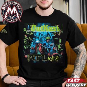 NFL Atlanta Falcons x Outkast ATLiens 1996 Album Cover 30th Anniversary Rap Tee Short Black Shirt