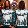 NFL Philadelphia Eagles Big Logo On Teal Pattern With Reindeer Snowflake Personalized Christmas 2026 Holiday Ugly Christmas Sweater
