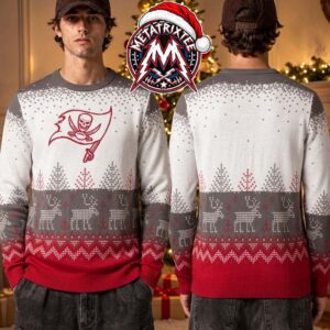 NFL Tampa Bay Buccaneers Skull Flag Reindeer Christmas Trees Gift For Fan Knitted Ugly Christmas Sweater