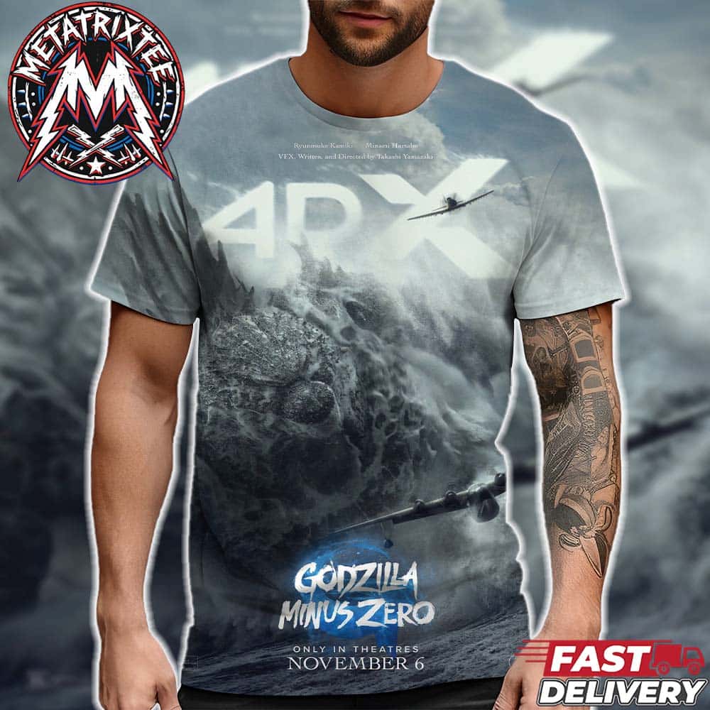 New 4DX Poster For Godzilla Minus Zero Only In Theaters November 6th 2026 All Over Print T-Shirt New 4DX Poster For Godzilla Minus Zero Only In Theaters November 6th 2026 All Over Print T-Shirt