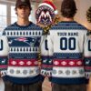 New England Patriots NFL Team Logo With Reindeer Pine Tree Snowflake Pattern 2026 Knitted Ugly Christmas Sweater