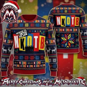 New Kids On The Block NKOTB Group Silhouette Retro Color Block Snowflake Gift For Fan Knitted Ugly Christmas Sweater