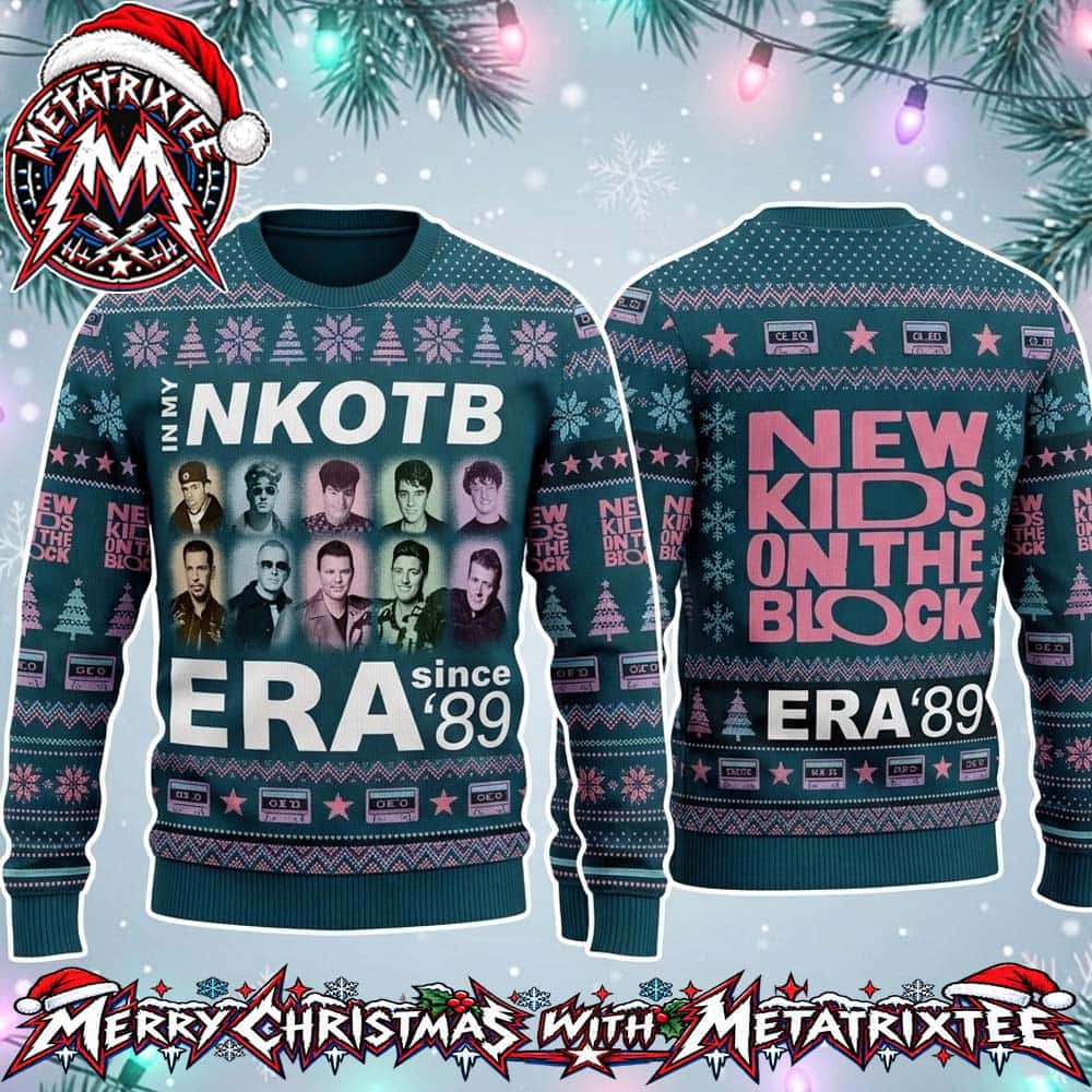 New Kids On The Block NKOTB In My Era Since 89 Boyband Vintage Pattern Gift For Fan Knitted Ugly Christmas Sweater New Kids On The Block NKOTB In My Era Since 89 Boyband Vintage Pattern Gift For Fan Knitted Ugly Christmas Sweater