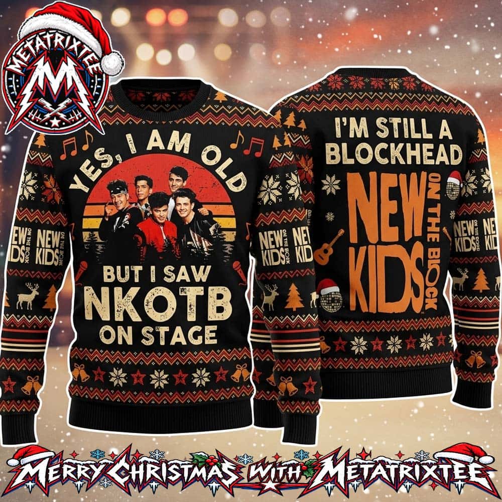 New Kids On The Block Yes I Am Old But I Saw NKOTB On Stage Vintage Sunset Band Photo Holiday Christmas Xmas Ugly Christmas Sweater New Kids On The Block Yes I Am Old But I Saw NKOTB On Stage Vintage Sunset Band Photo Holiday Christmas Xmas Ugly Christmas Sweater
