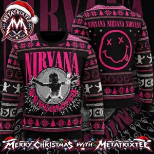 Nirvana Nevermind Album Baby Dollar Bill Smiley Graphic Pink 2026 Knitted Ugly Christmas Sweater