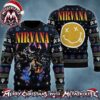 Nirvana Rock Band Members Smiley Face Music Notes Black 2026 Knitted Ugly Christmas Sweater