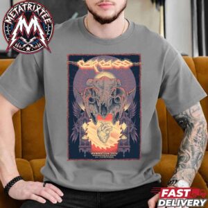 Official Art Poster Jimbob Isaac Carcass Orange Fire Variant Damnation Festival 2026 Manchester BEC Arena November 7 And 8 UK Vintage T-Shirt