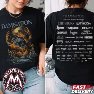Official Damnation Festival 2026 Lineup T Shirt Manchester BEC Arena November 7 And 8 Cult Of Luna Satyricon Carcass Event Merch