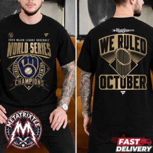Official Milwaukee Brewers 2026 World Series Champions We Ruled October Locker Room Two Sided Black T-Shirt