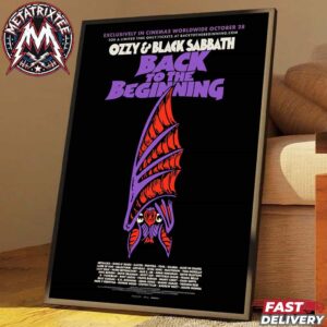 Ozzy Osbourne And Black Sabbath Back To The Beginning October 28 Cinema Release Poster Retro Minimalist Bat Wing Heavy Metal Music Art Print