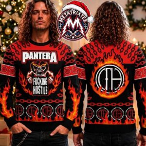 Pantera CFH Cowboys From Hell Skull Fire Barbwire Holiday Christmas Xmas Ugly Christmas Sweater