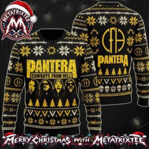 Pantera Cowboys From Hell Band Faces And CFH Logo Barbed Wire 2026 Knitted Ugly Christmas Sweater