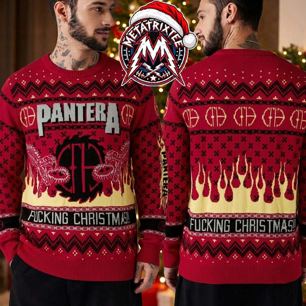 Pantera Fucking Christmas Sawblade And Fire Red Knitted 2026 Knitted Ugly Christmas Sweater Pantera Fucking Christmas Sawblade And Fire Red Knitted 2026 Knitted Ugly Christmas Sweater