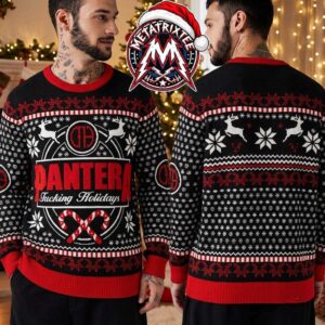 Pantera Heavy Metal Band Fucking Holidays Candy Canes Reindeer Xmas 2026 Knitted Ugly Christmas Sweater