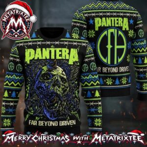 Pantera Heavy Metal Screaming Skull Far Beyond Driven CFH Symbol Holiday Christmas Xmas Ugly Christmas Sweater