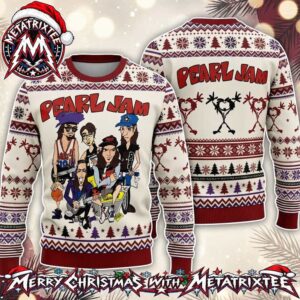 Pearl Jam Rock Band Caricature Cartoon Members And Stickman Logo XMAS Collectors Edition Ugly Christmas Sweater