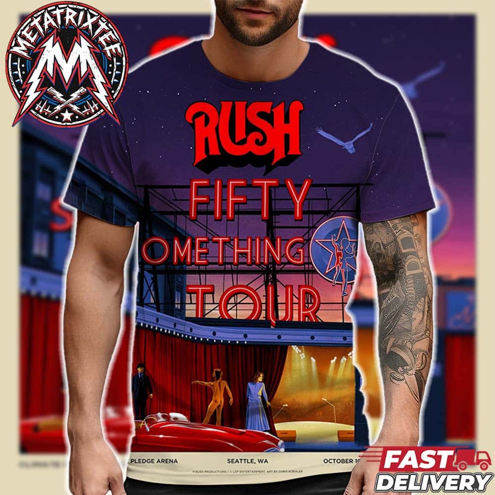 RUSH Climate Pledge Arena Two Nights Chris Koehler Show Poster On October 10th And 12th Fifty Something Tour 2026 In Seattle Washington All Over Print T-Shirt RUSH Climate Pledge Arena Two Nights Chris Koehler Show Poster On October 10th And 12th Fifty Something Tour 2026 In Seattle Washington All Over Print T-Shirt