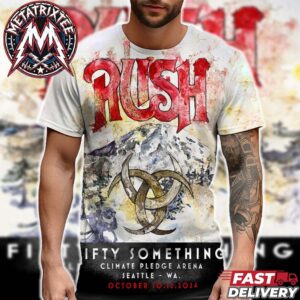 RUSH Seattle Washington 2026 Poster Show By Cori Creed At Climate Pledge Arena Two Nights On October 10th And 12th Fifty Something Tour 2026 All Over Print T-Shirt