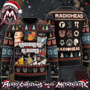 Radiohead Albums Cover Mashup And Era Logos Iconography 2026 Ugly Christmas Sweater Gift For Men And Women