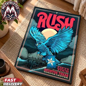 Rock band RUSH Houston Fifty Something Tour 2026 Show Poster For Toyota Center In Texas On October 1st 2026 High-Quality Poster Canvas