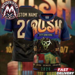 Rush Denver Fifty Something Tour Two-Night Concert Poster In Colorado At Ball Arena On October 5 And October 7 2026 Shirt Football Jersey