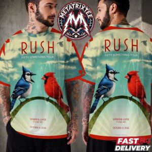 Rush St Louis Missouri Event Poster Cover The Blue Jay And Cardinal For Wednesday October 21 Fifty Something Tour 2026 at Enterprise Center All Over Print T-Shirt