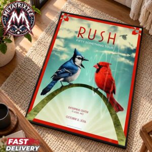 Rush St Louis Missouri Event Poster Cover The Blue Jay And Cardinal For Wednesday October 21 Fifty Something Tour 2026 at Enterprise Center Premium Poster Canvas