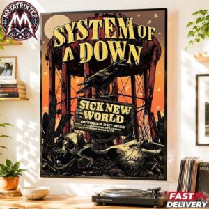 SOAD System Of A Down x Sick New World Texas 2026 Specific Poster For October 24th 2026 For Fort Worth At Texas Motor Speedway Gallery-Style Poster Canvas