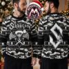 Sabaton Armed For X-Mas Skull Gift Box Bullet Wreath Pattern 2026 Knitted Ugly Christmas Sweater