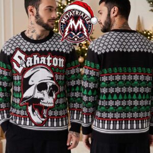 Sabaton Heavy Metal Band Soldier Skull With Military Tanks Gift For Fan Knitted Ugly Christmas Sweater